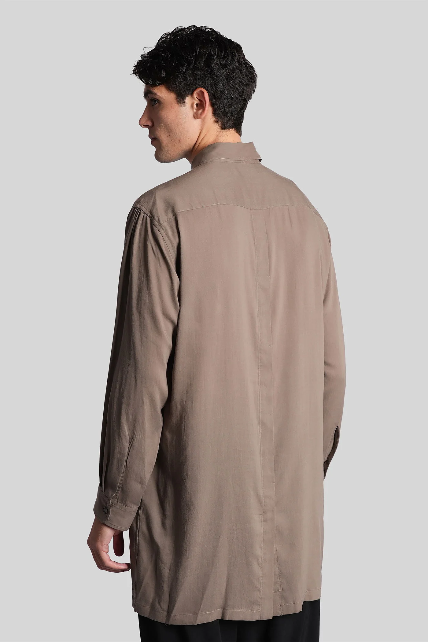 Shirt in taupe Cellulose - Image 3