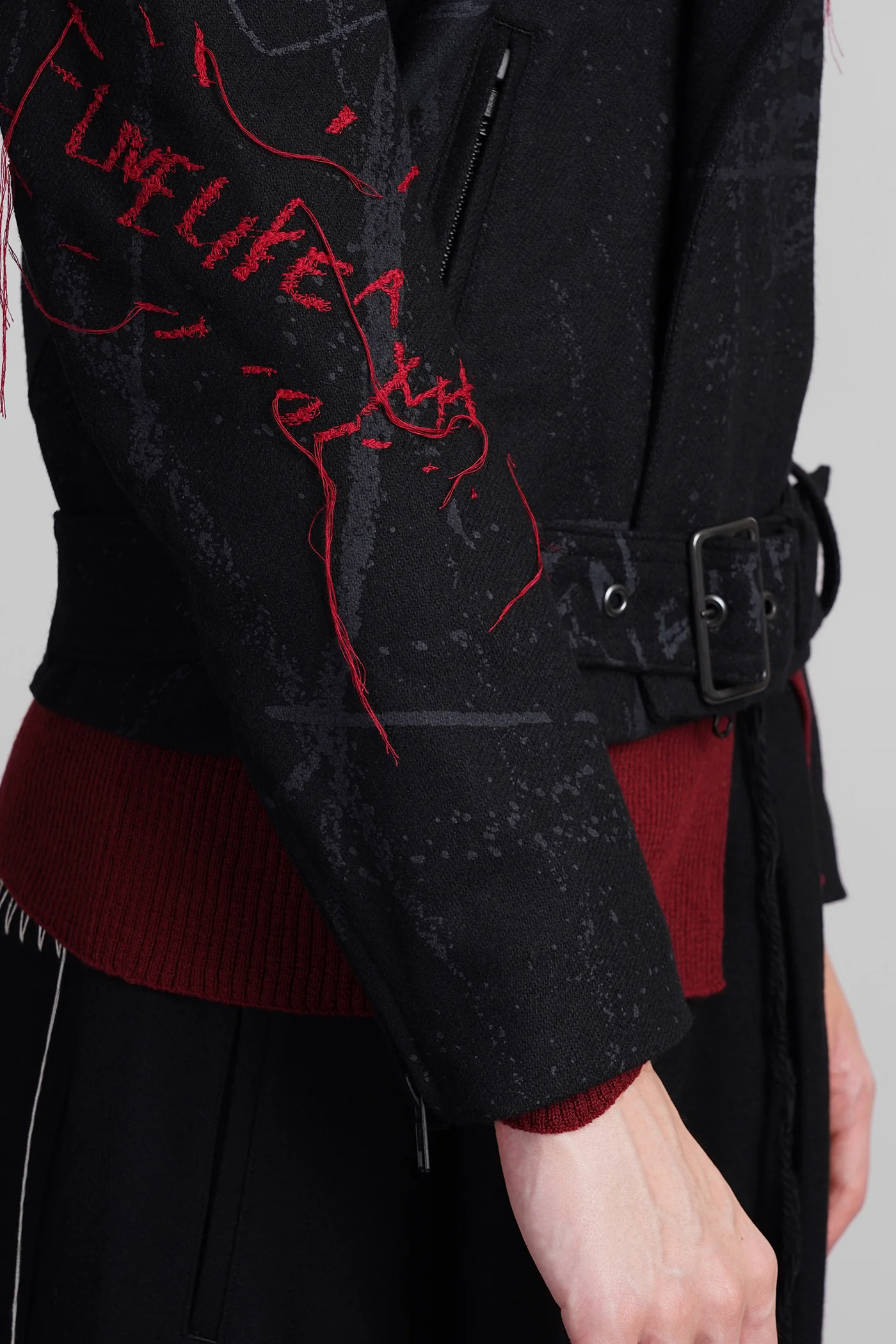 Biker jacket in black wool - Image 5