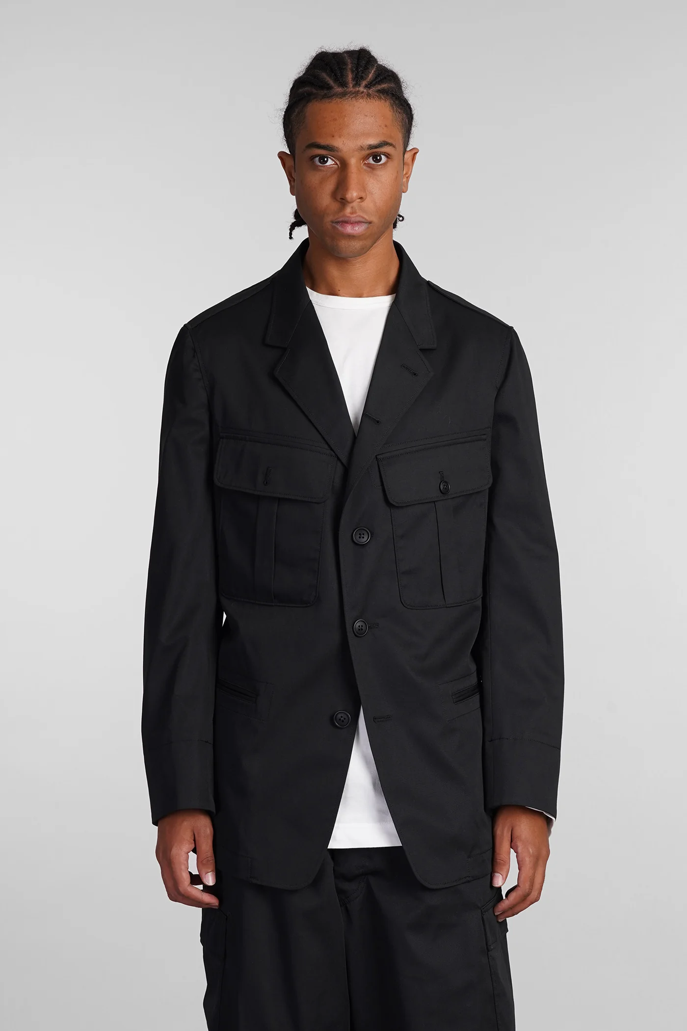 Casual jacket in black polyester