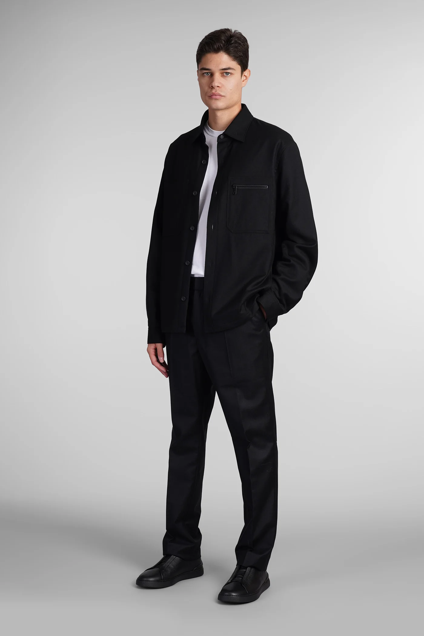 Casual jacket in black wool - Image 2