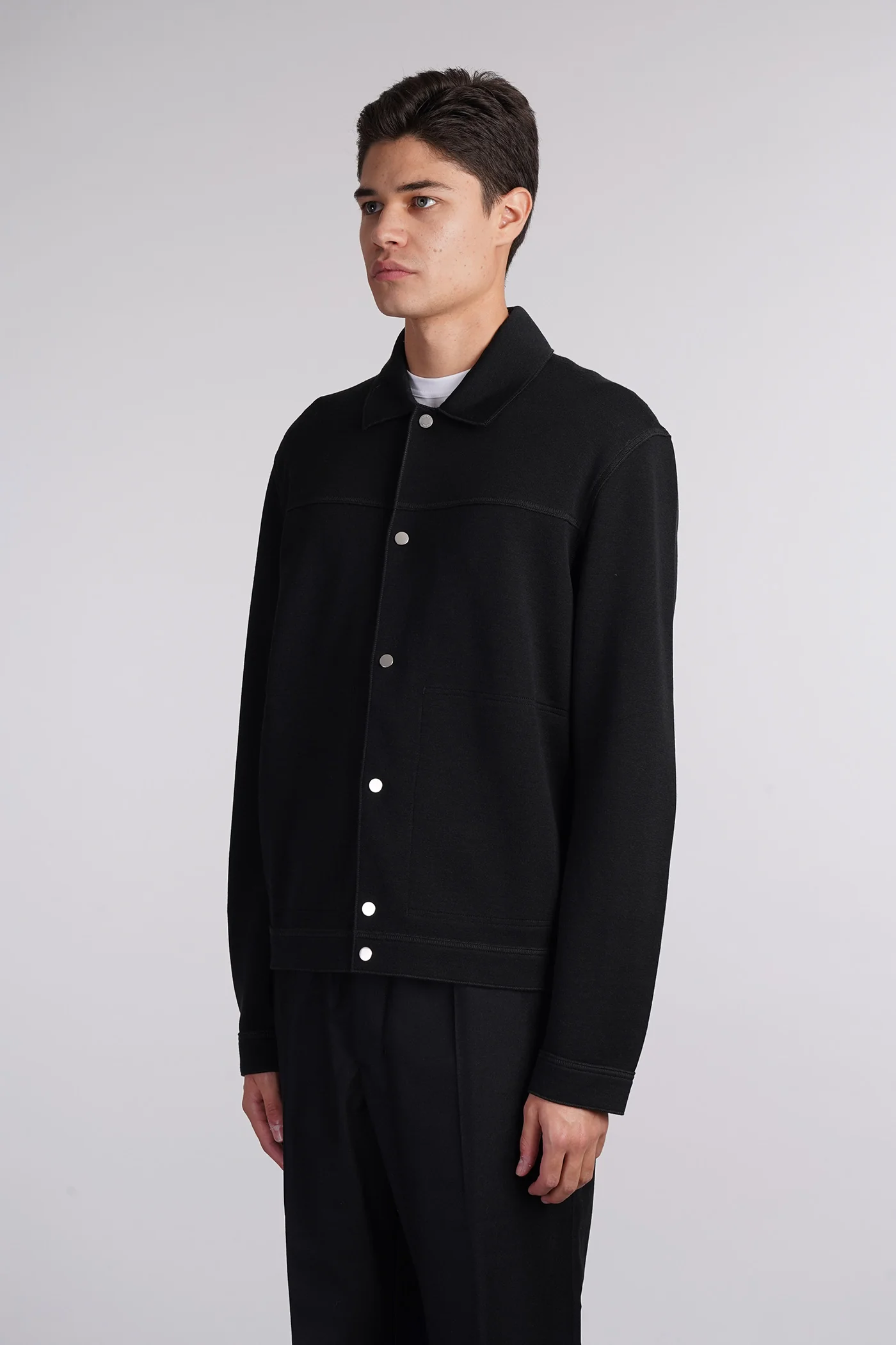 Casual jacket in black wool - Image 4