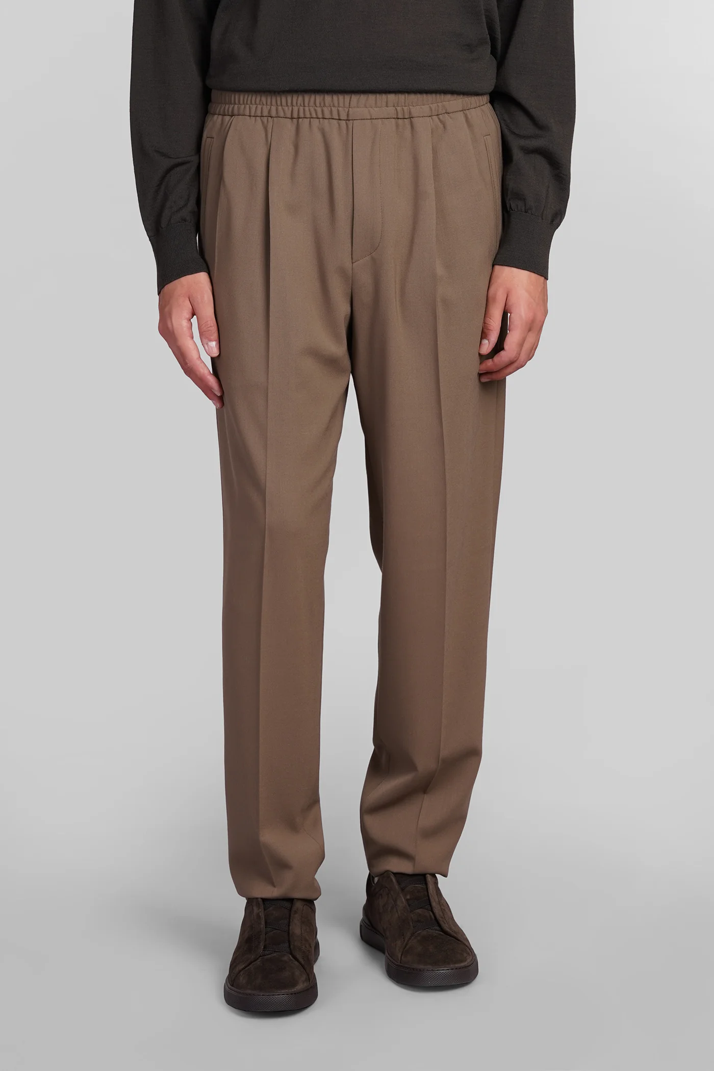 Pants in beige polyester
