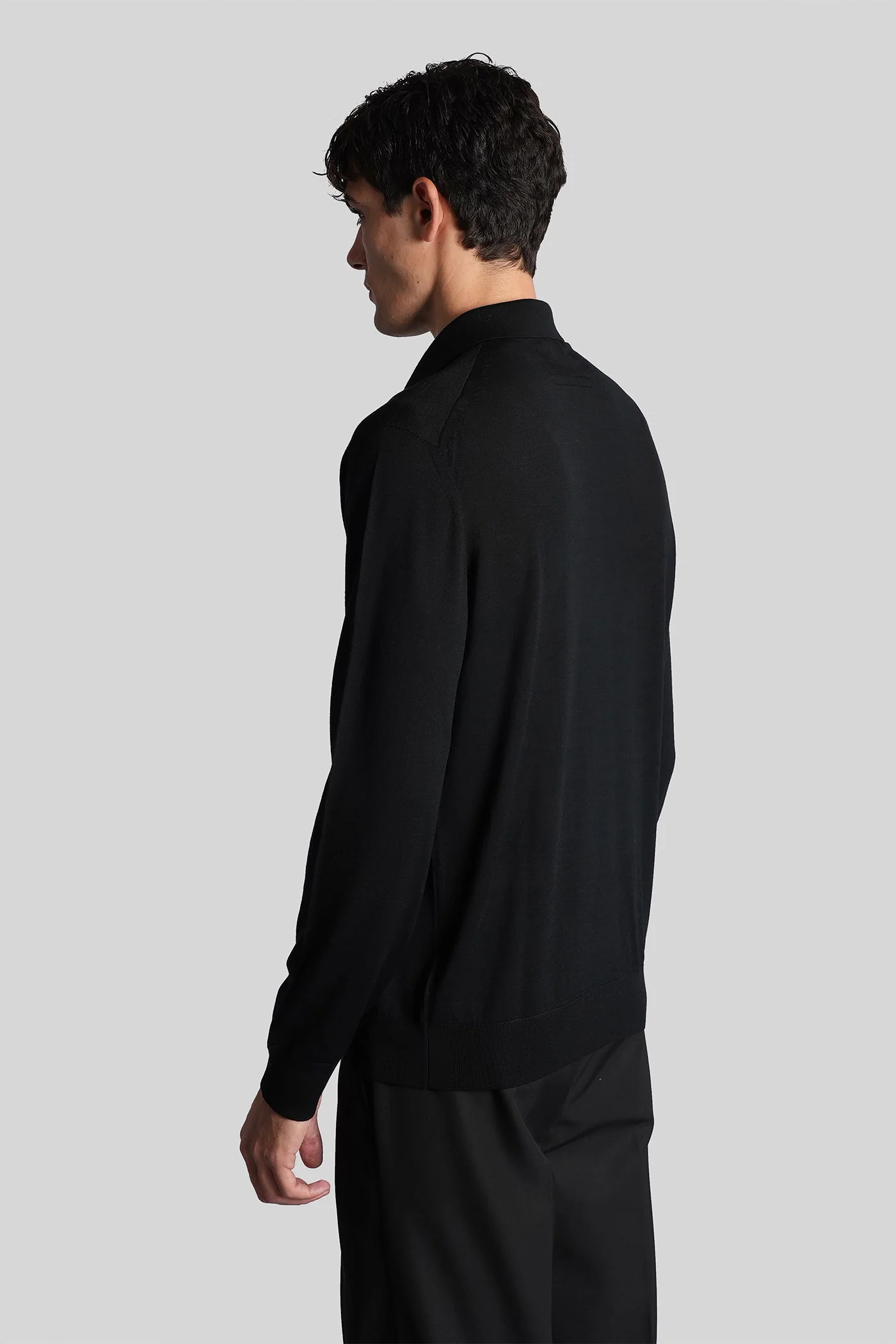 Polo in black wool - Image 3