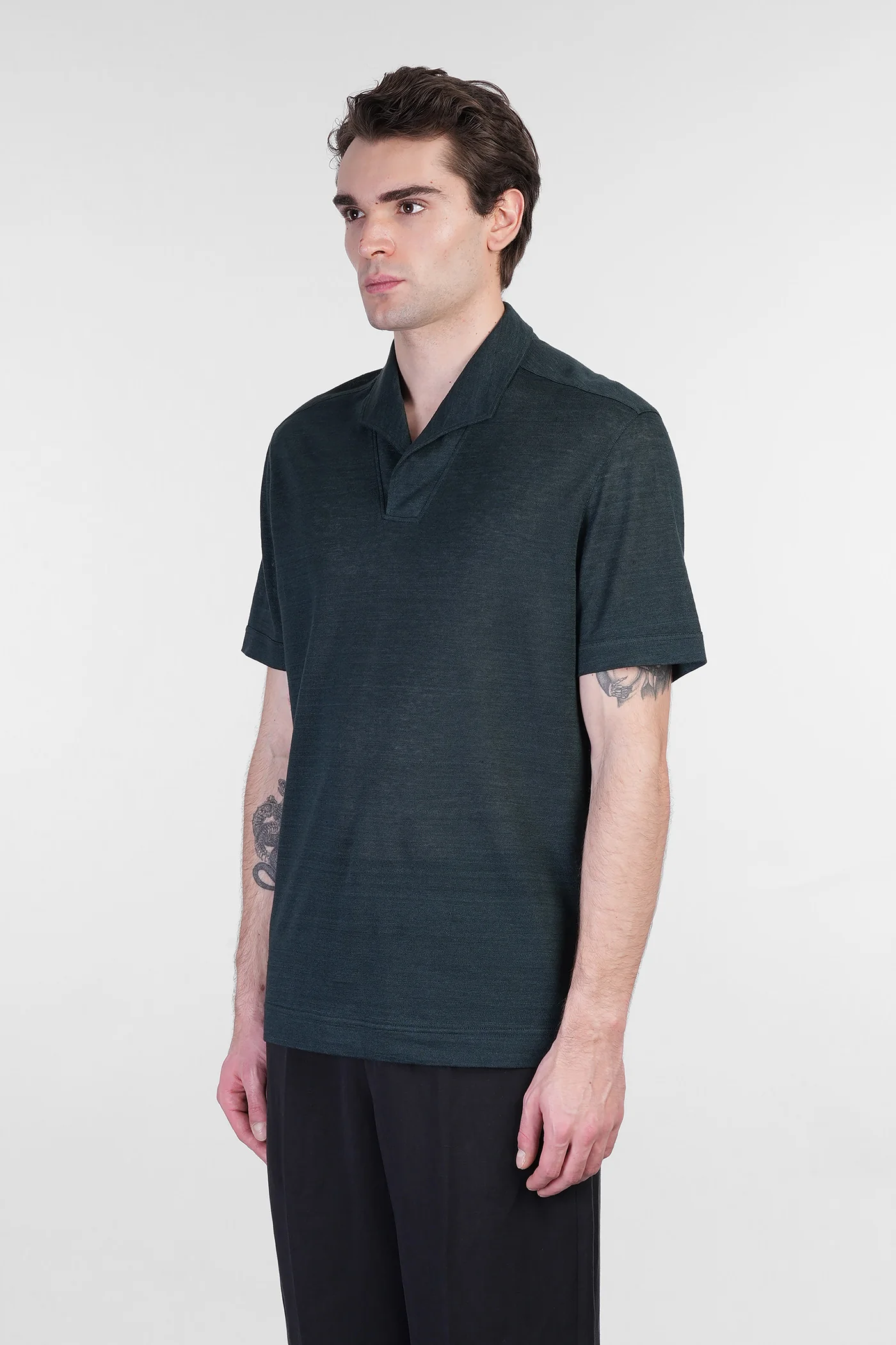 Polo in green linen - Image 4