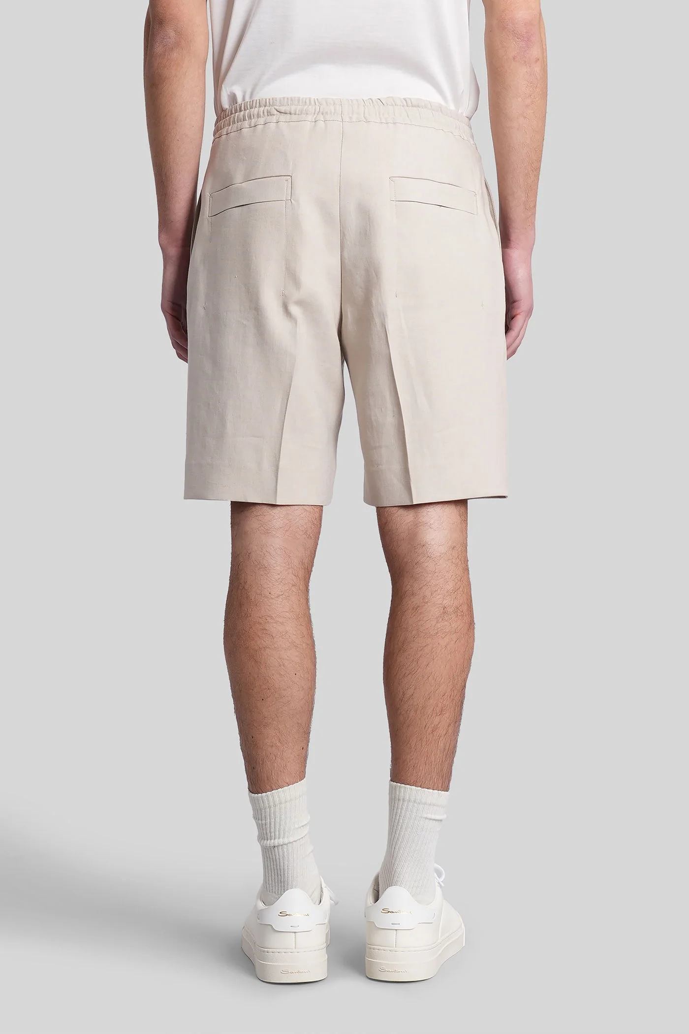 Shorts in taupe linen - Image 3