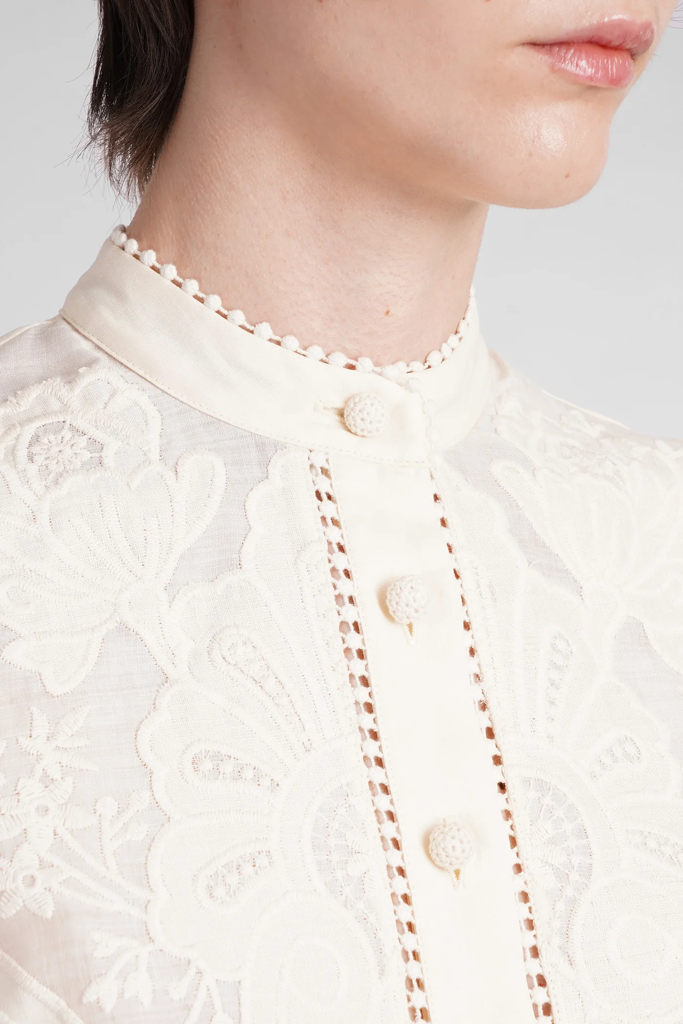 Blouse in beige linen - Image 5