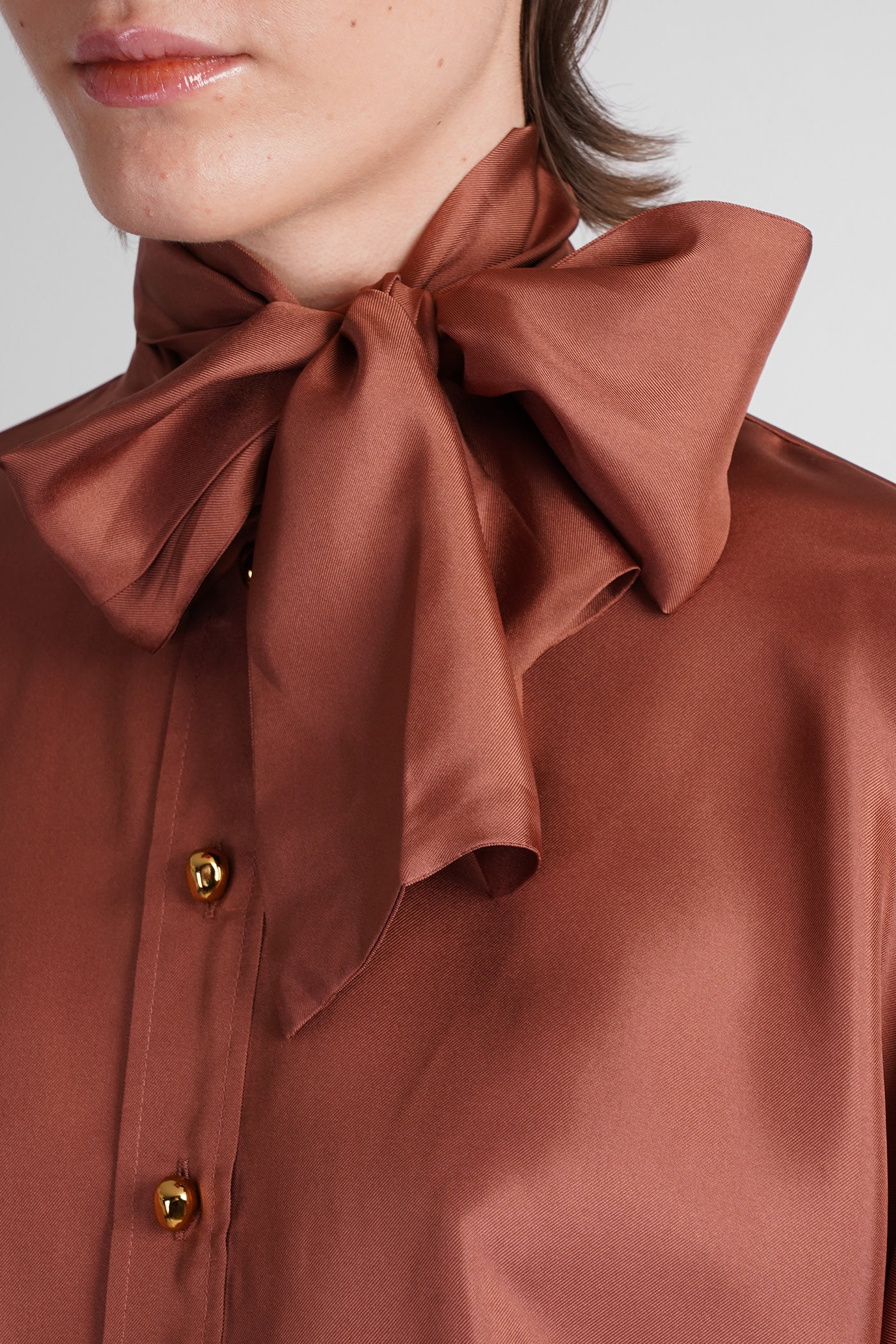 Blouse in brown silk - Image 5