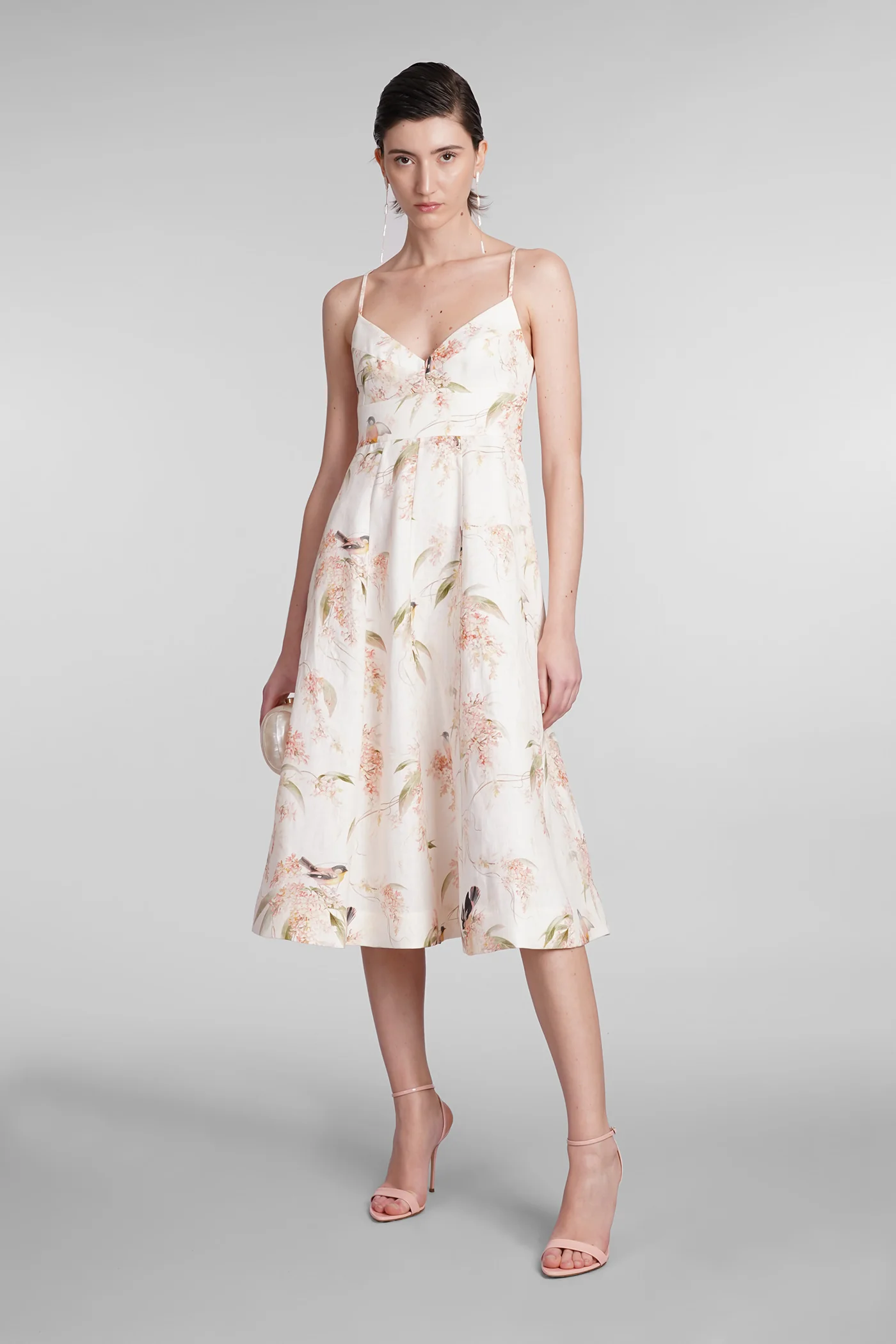 Dress woman  in beige linen - Image 2