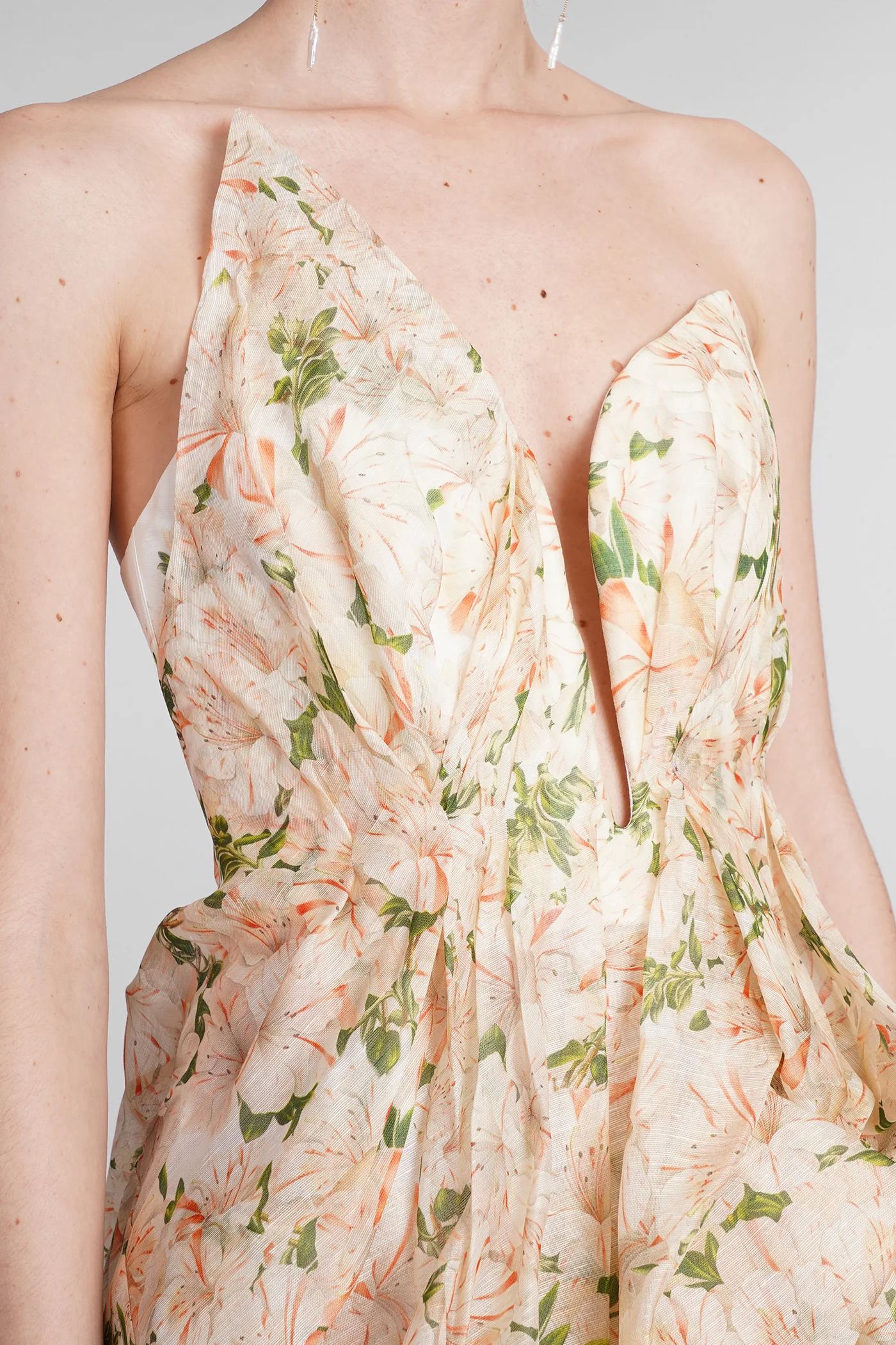 Dress woman  in beige linen - Image 5