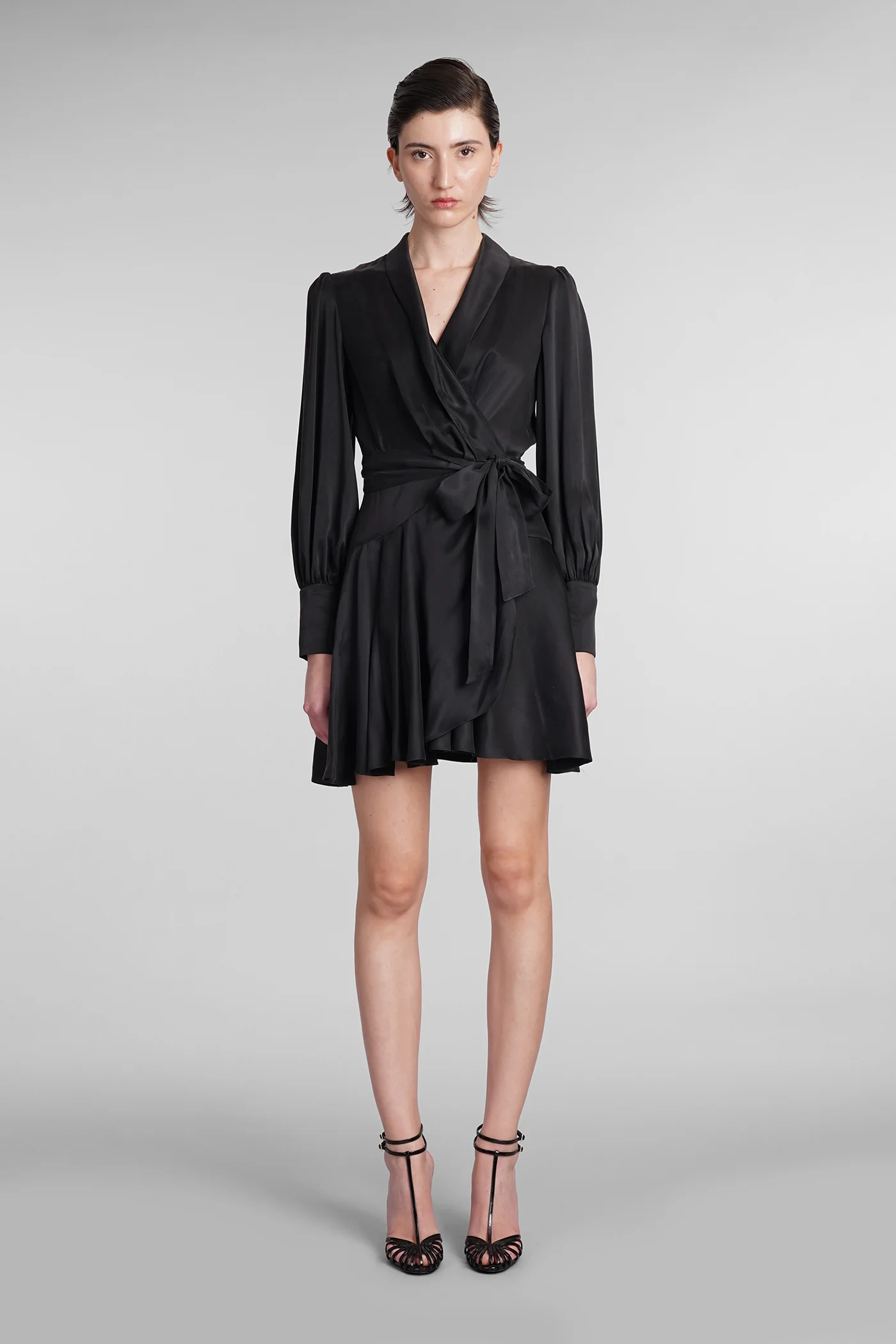 Dress woman in black silk