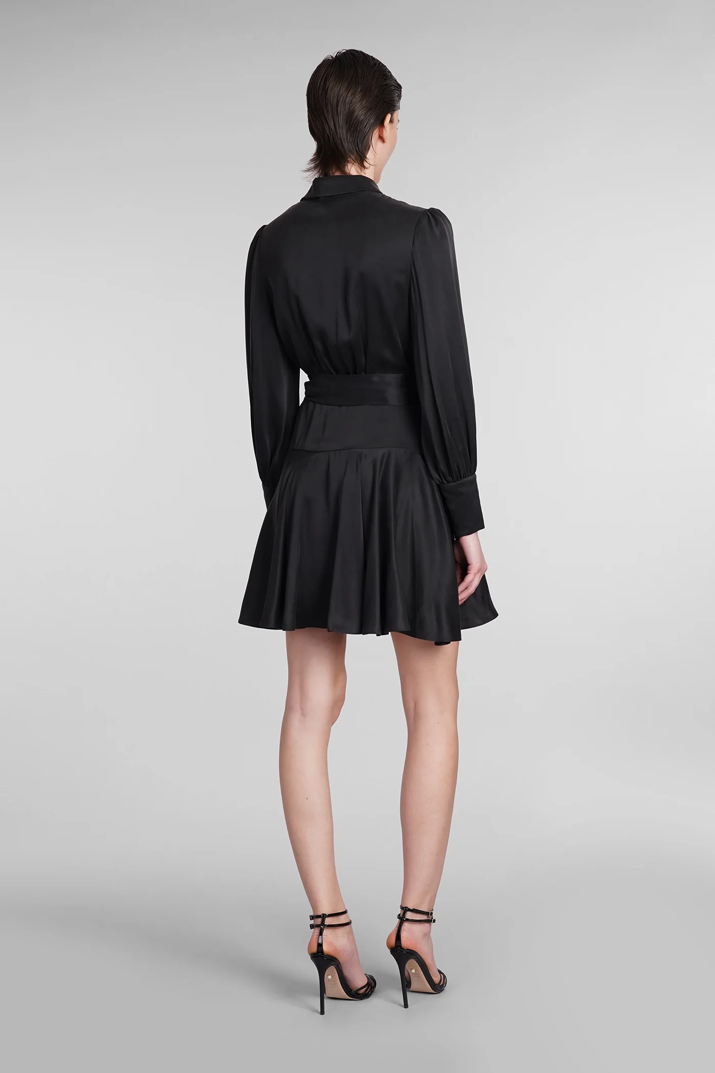 Dress woman in black silk - Image 3