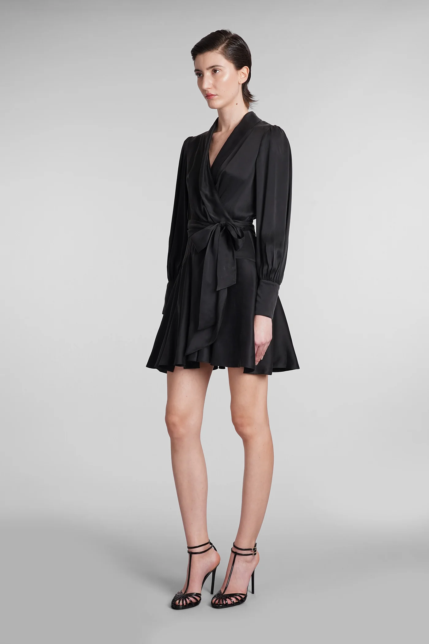 Dress woman in black silk - Image 4