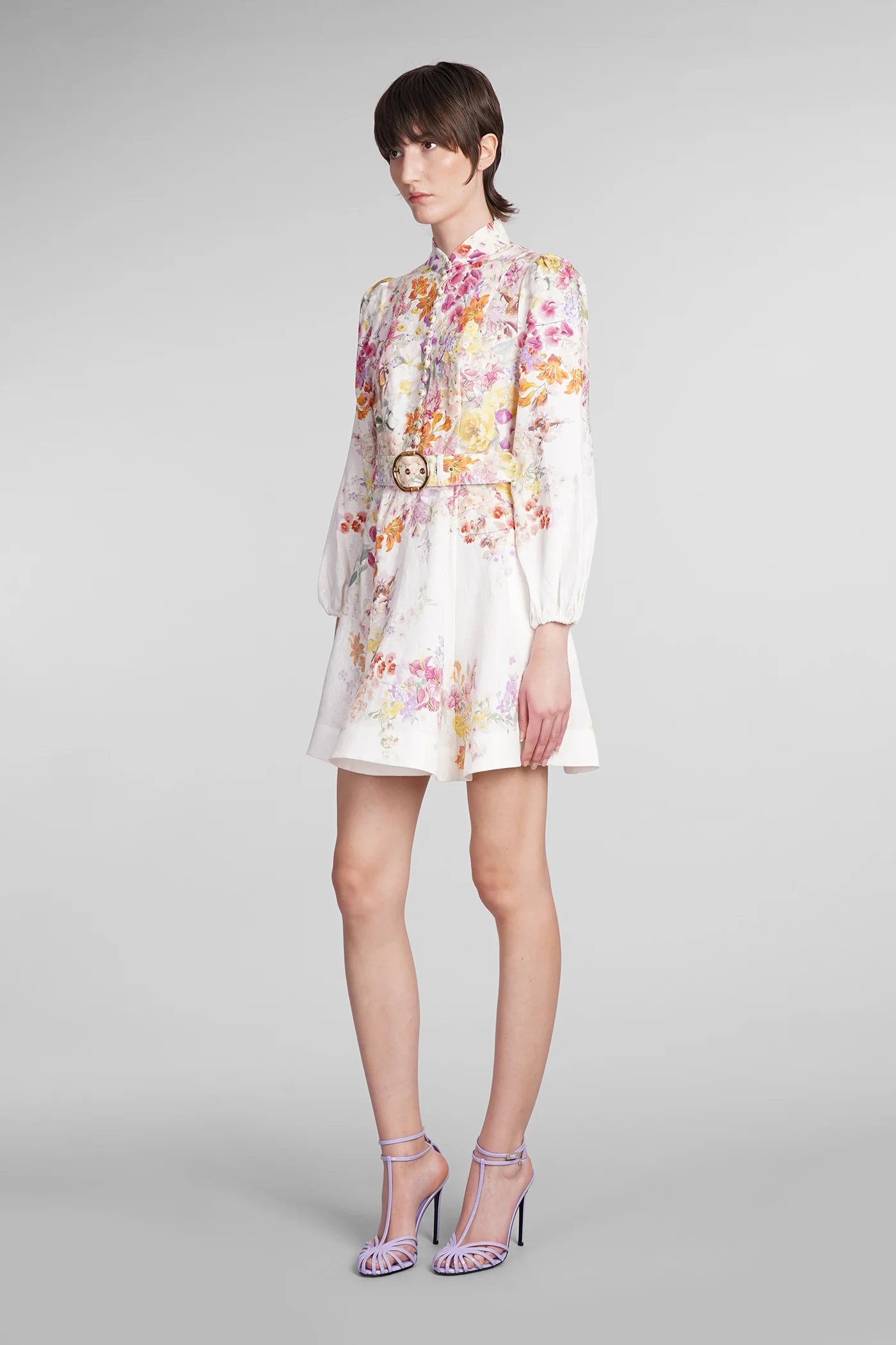 Dress woman  in multicolor linen - Image 4