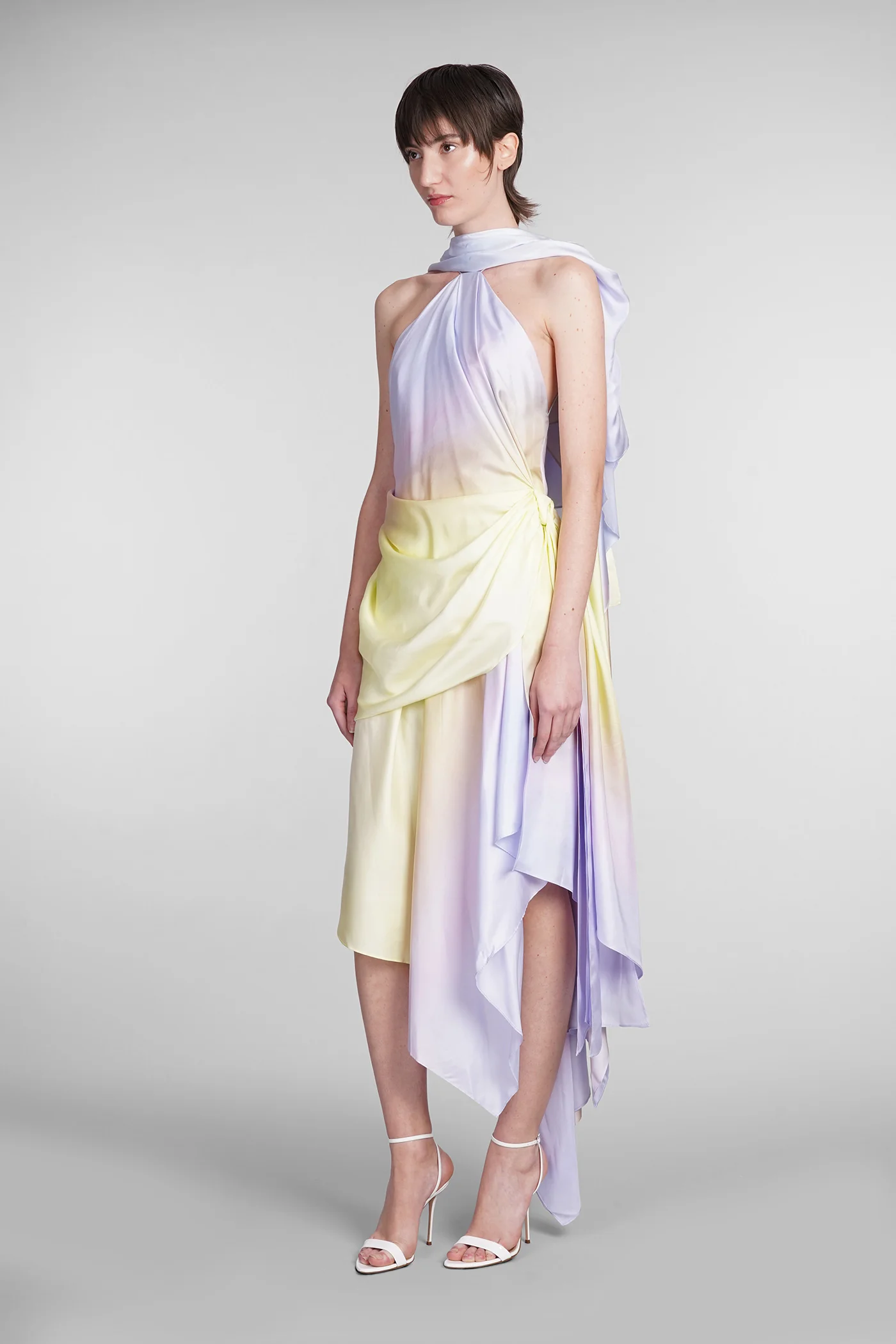 Dress woman in multicolor silk - Image 4