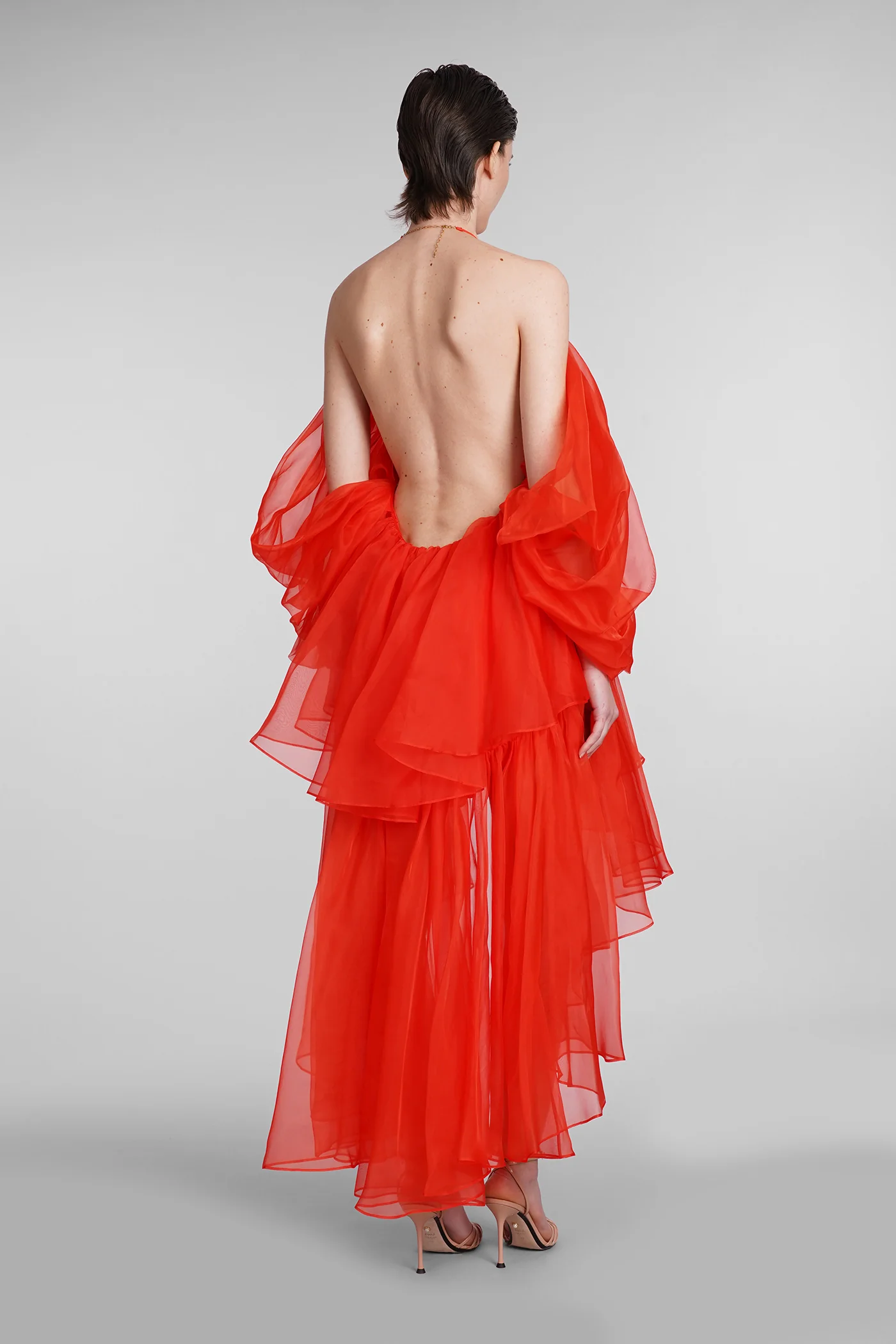 Dress woman  in red silk - Image 3
