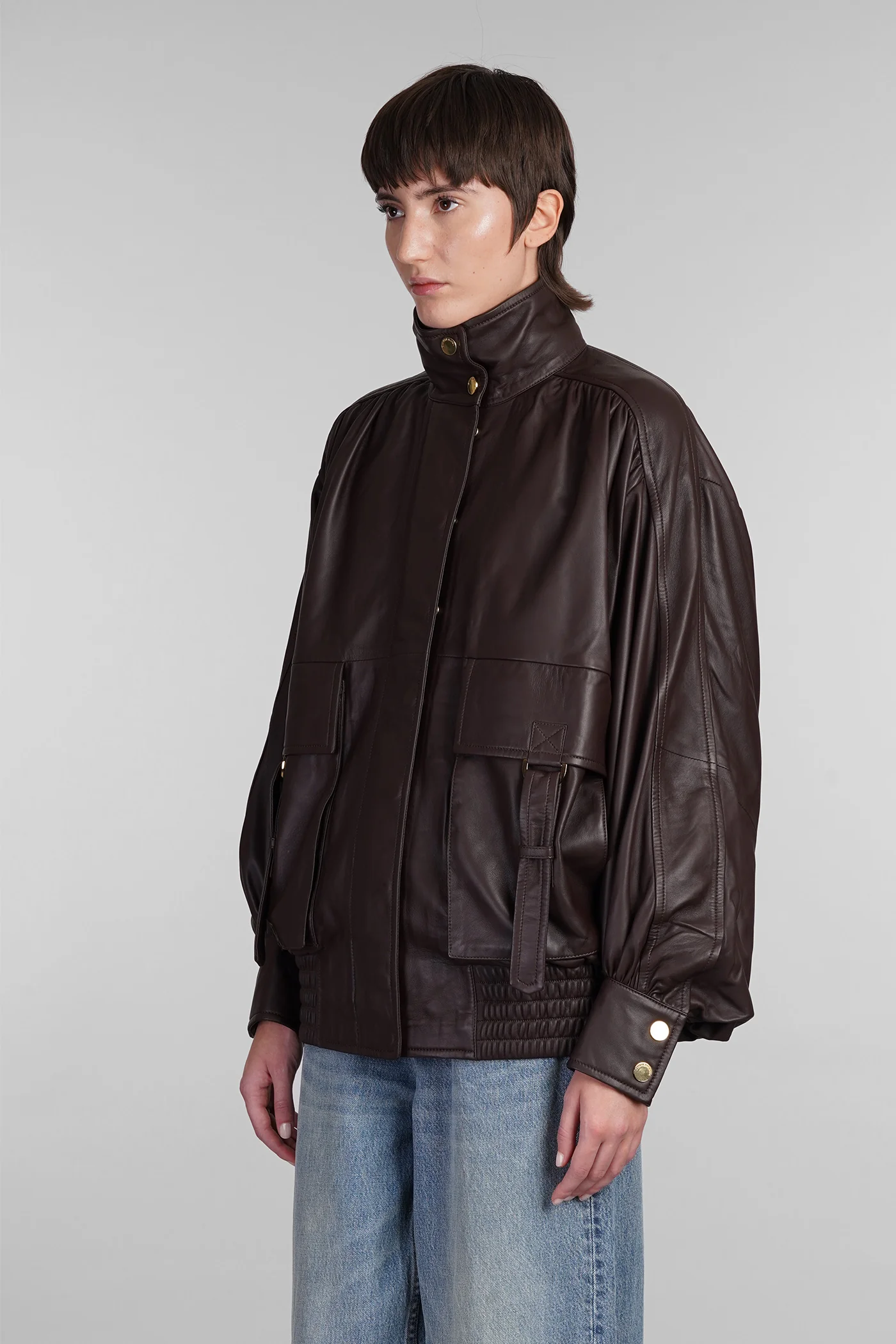 Leather jacket in brown leather - Image 4