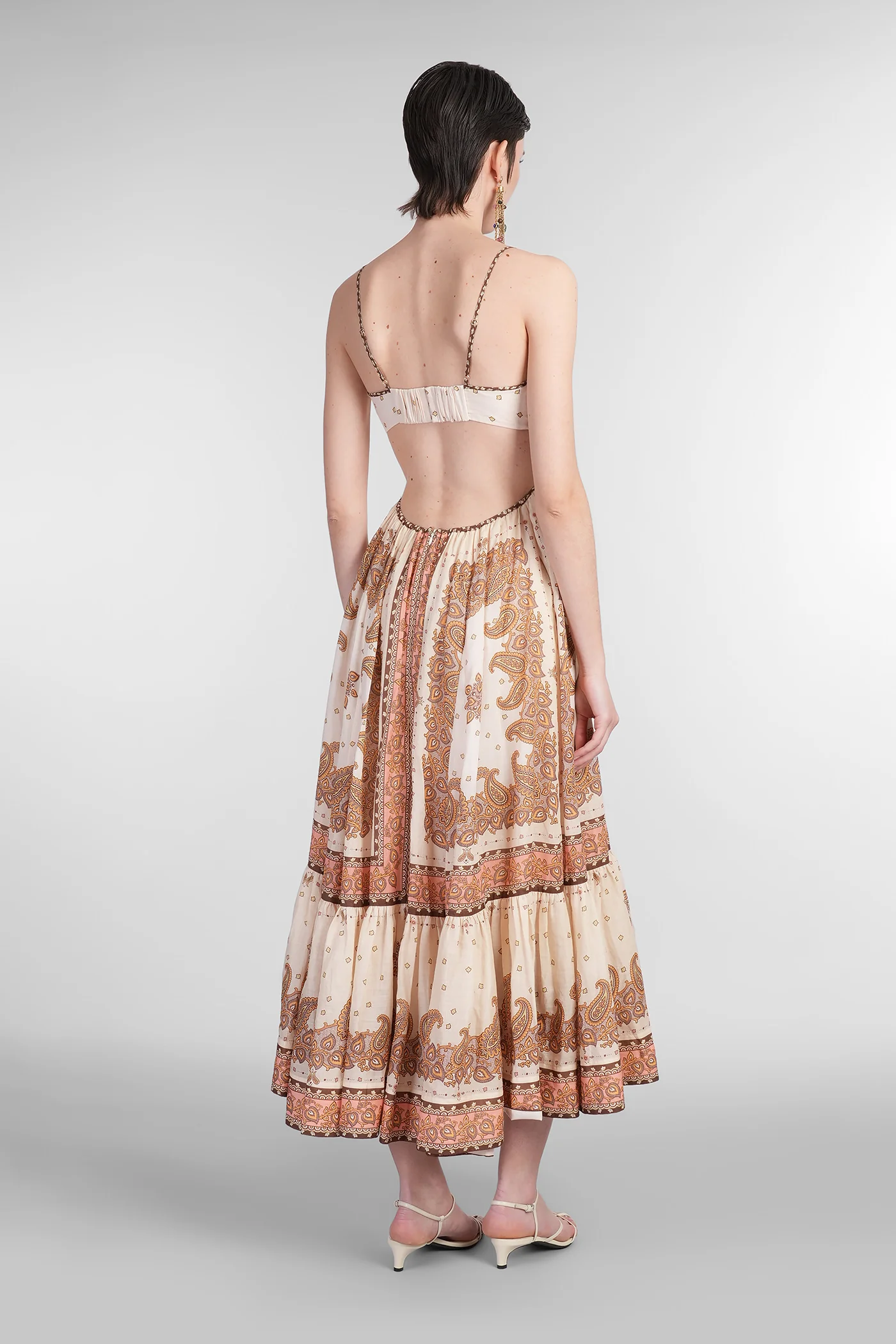 Long dress in beige ramie - Image 3