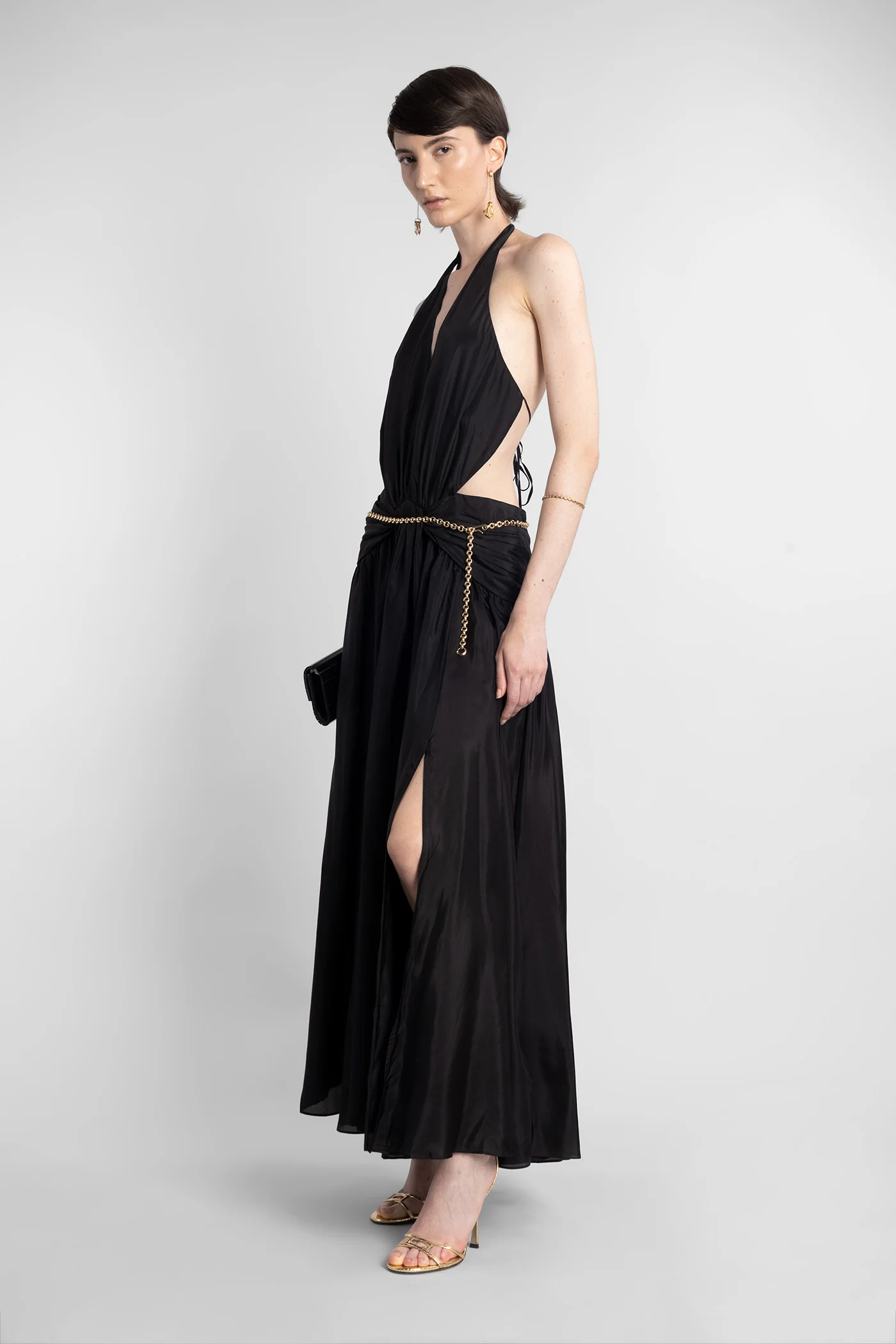 Long dress in black silk - Image 5