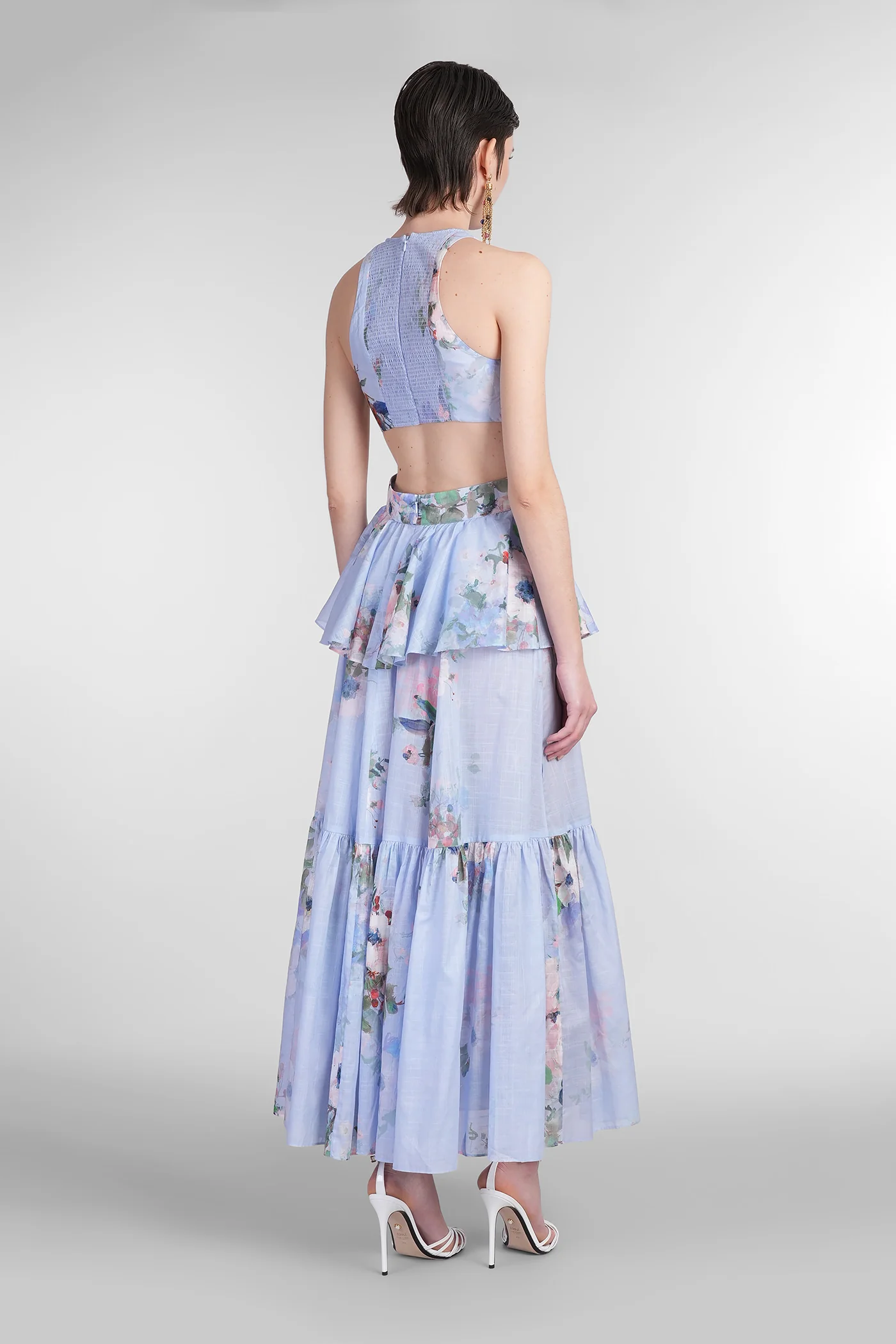 Long dress in cyan cotton - Image 3