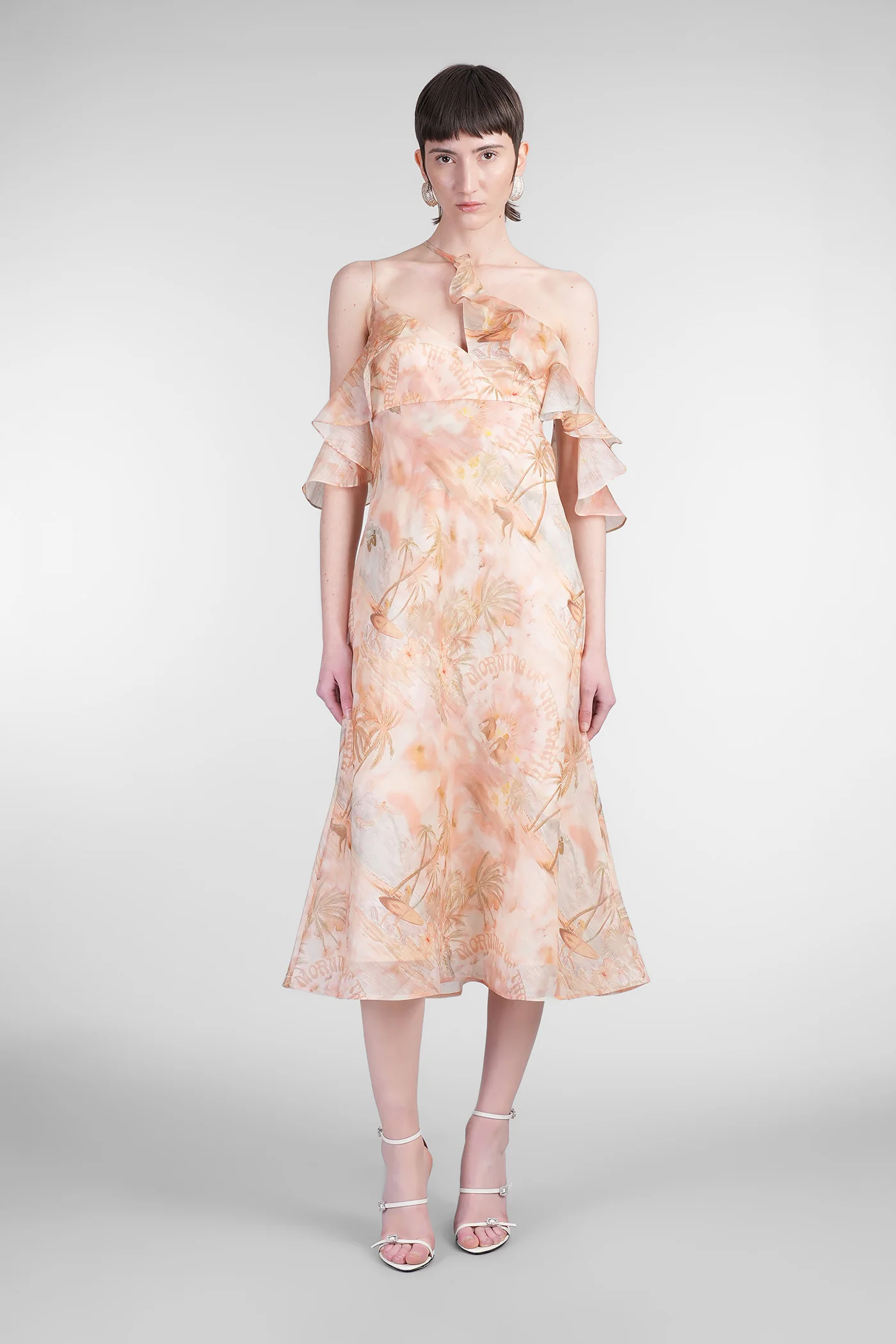 Long dress in rose-pink linen