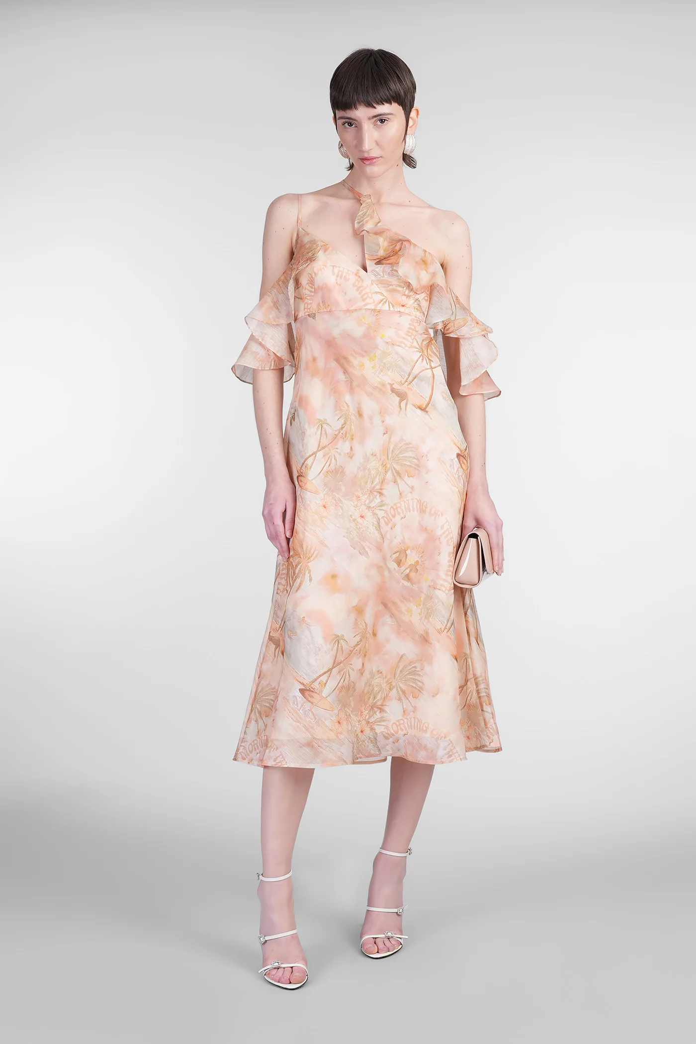 Long dress in rose-pink linen - Image 2