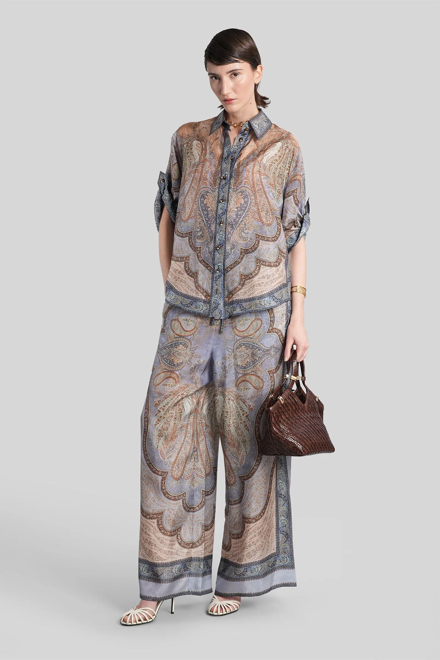 Pants in blue silk - Image 2