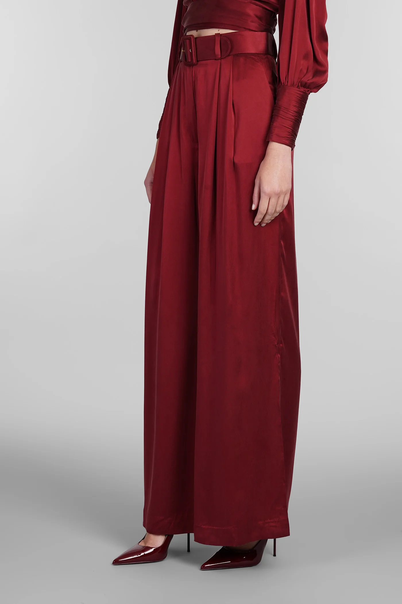 Pants in bordeaux silk - Image 4