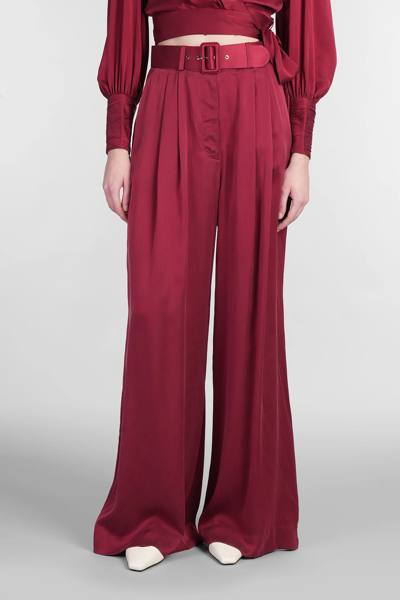 Pants in bordeaux silk