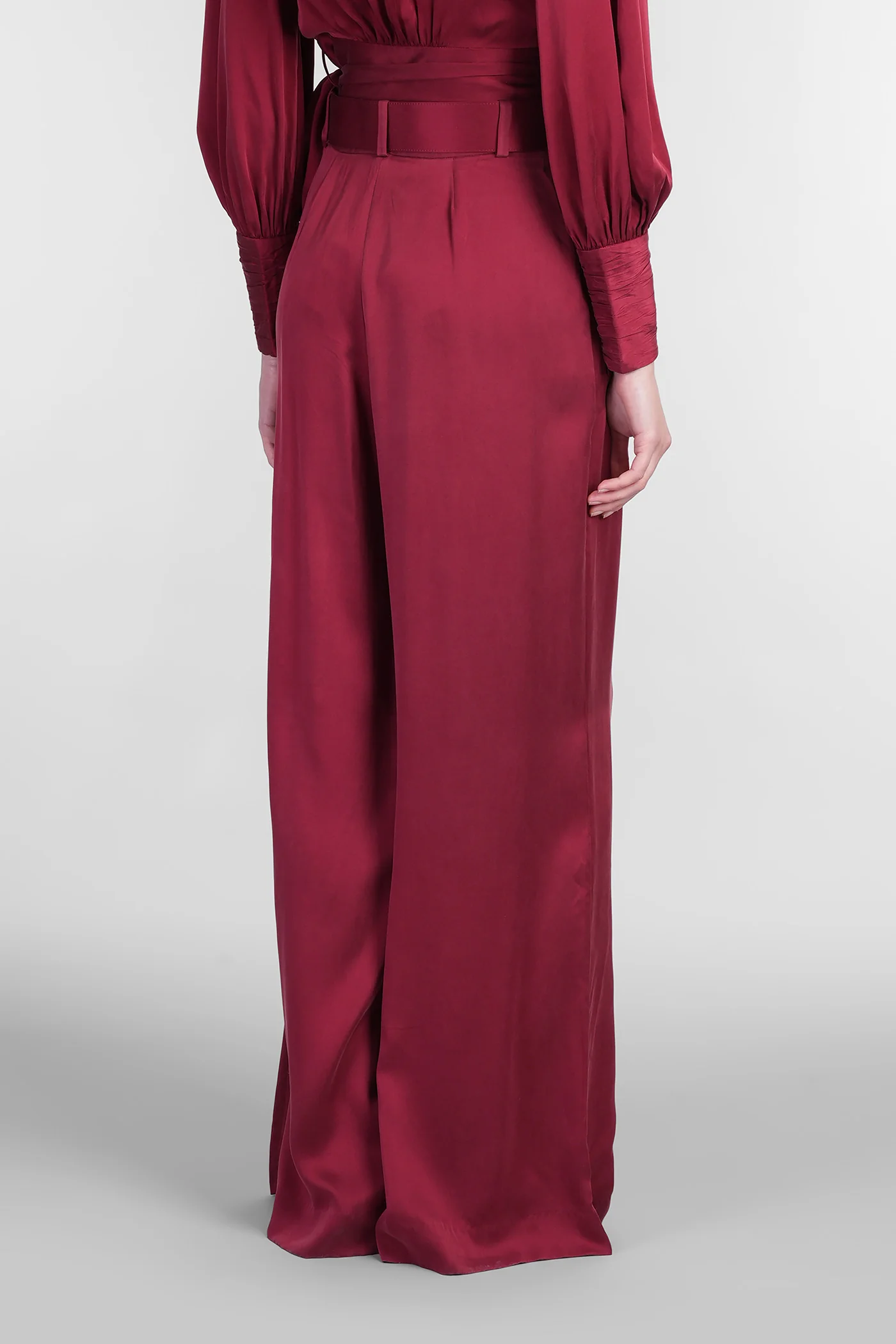 Pants in bordeaux silk - Image 3