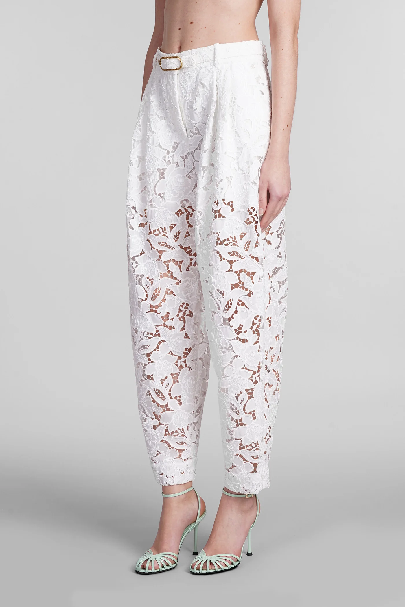 Pants in white polyester - Image 4