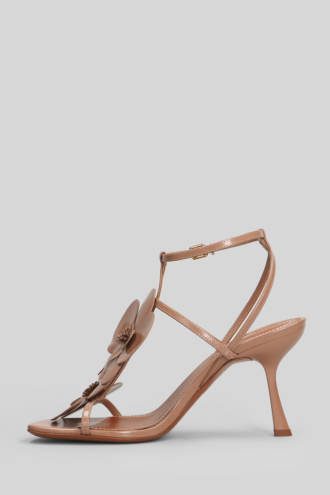 Sandals in taupe leather - Image 3