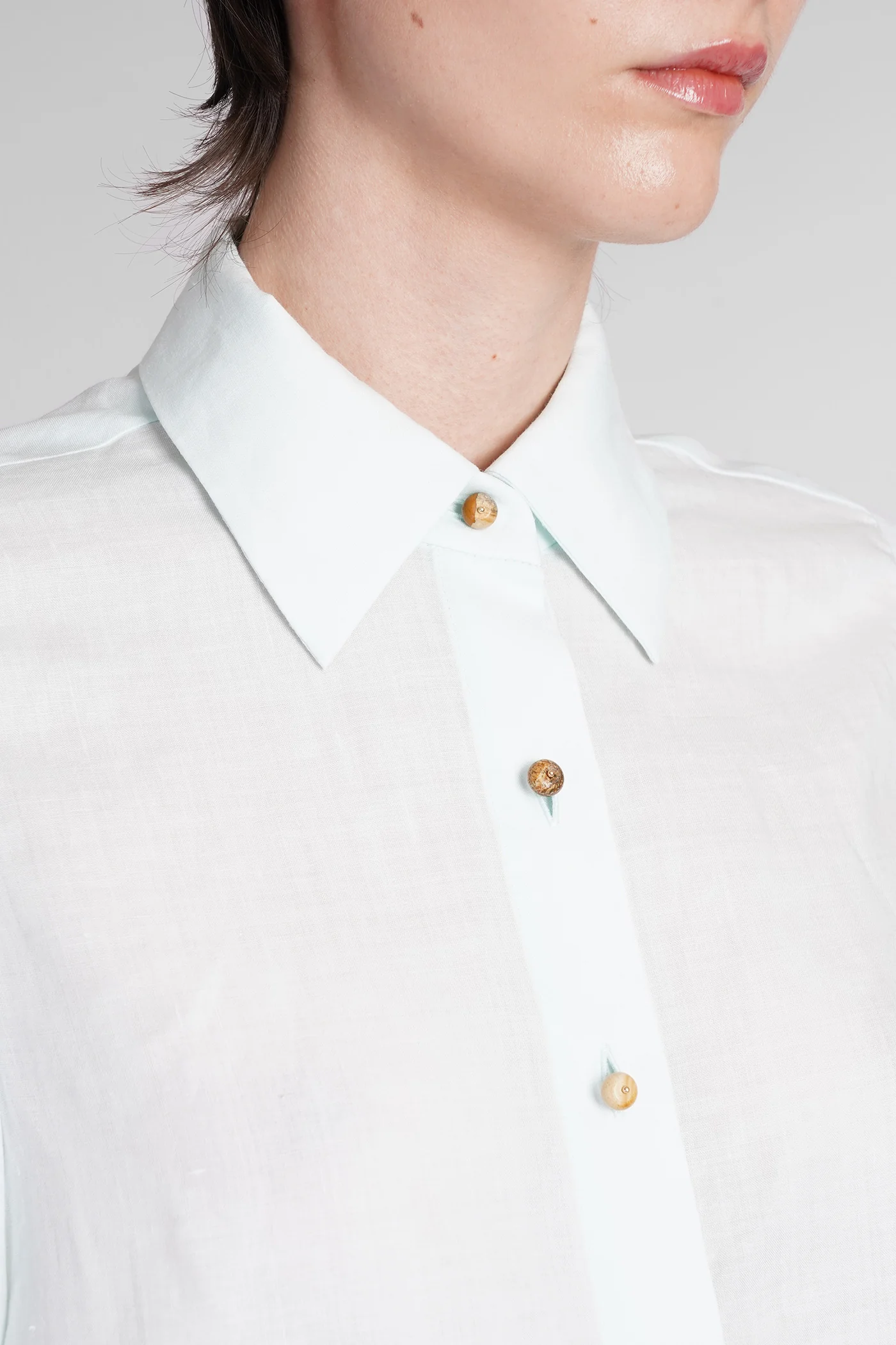 Shirt in cyan ramie - Image 5