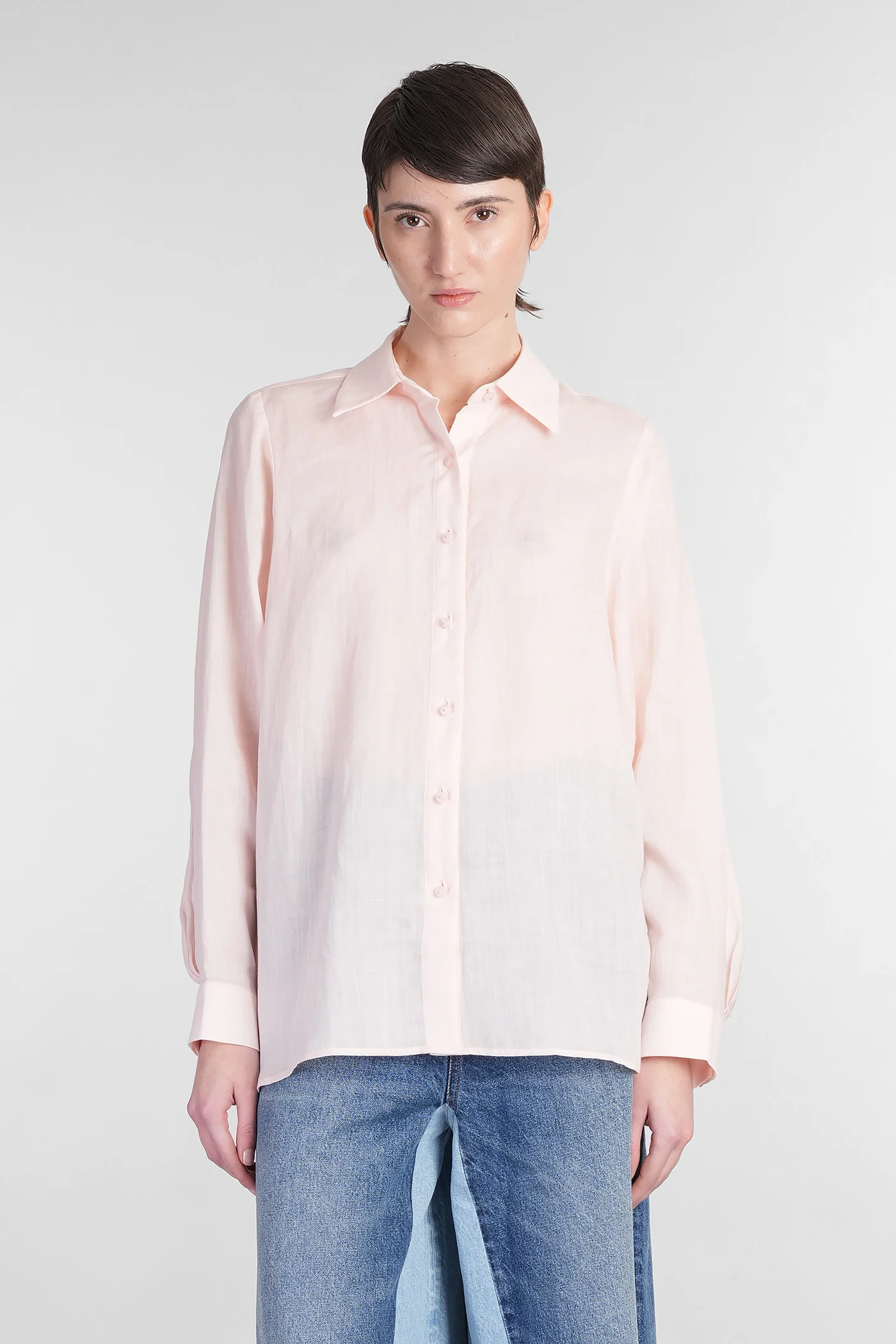 Shirt in rose-pink ramie