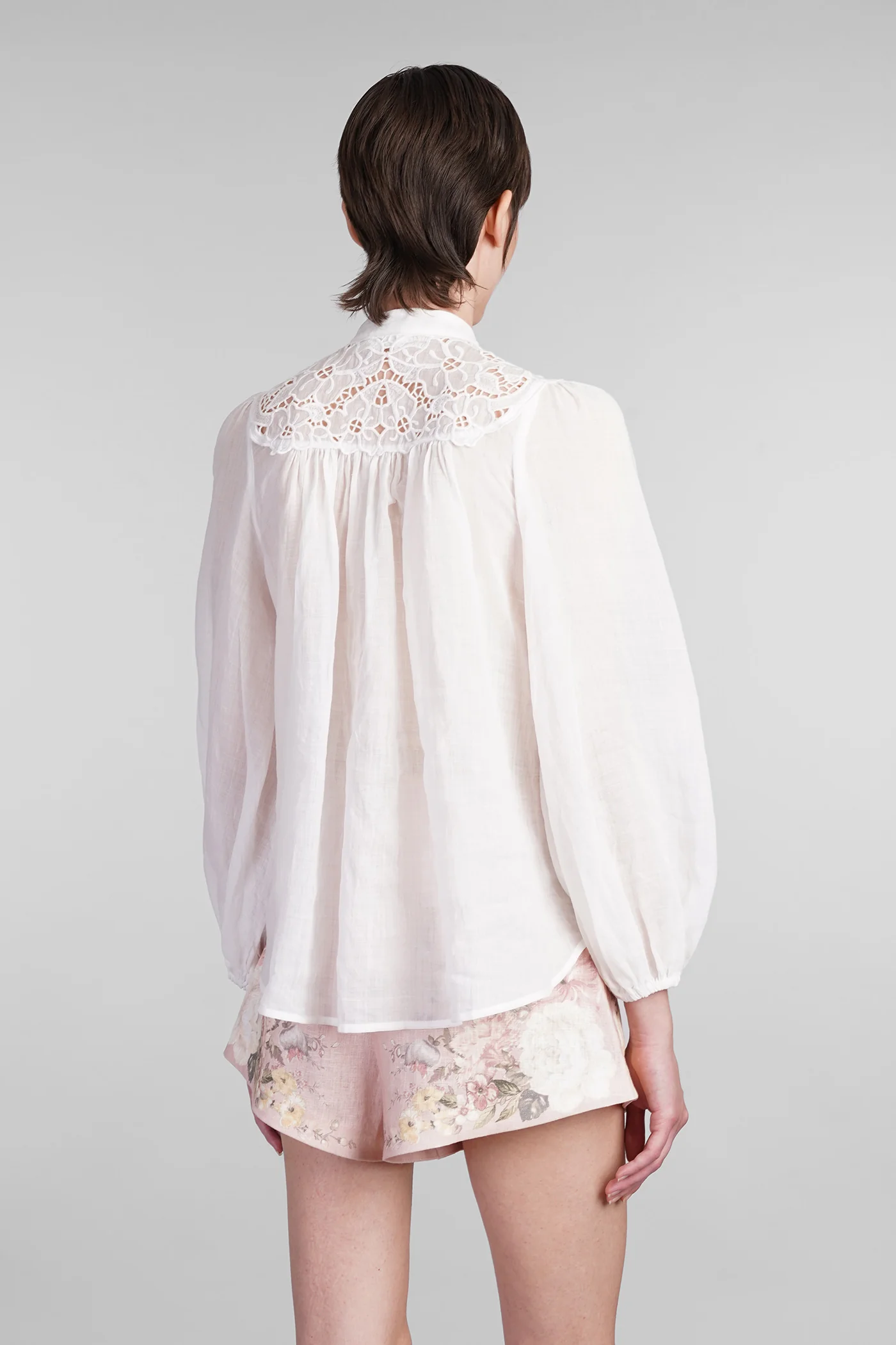 Shirt in white ramie - Image 3