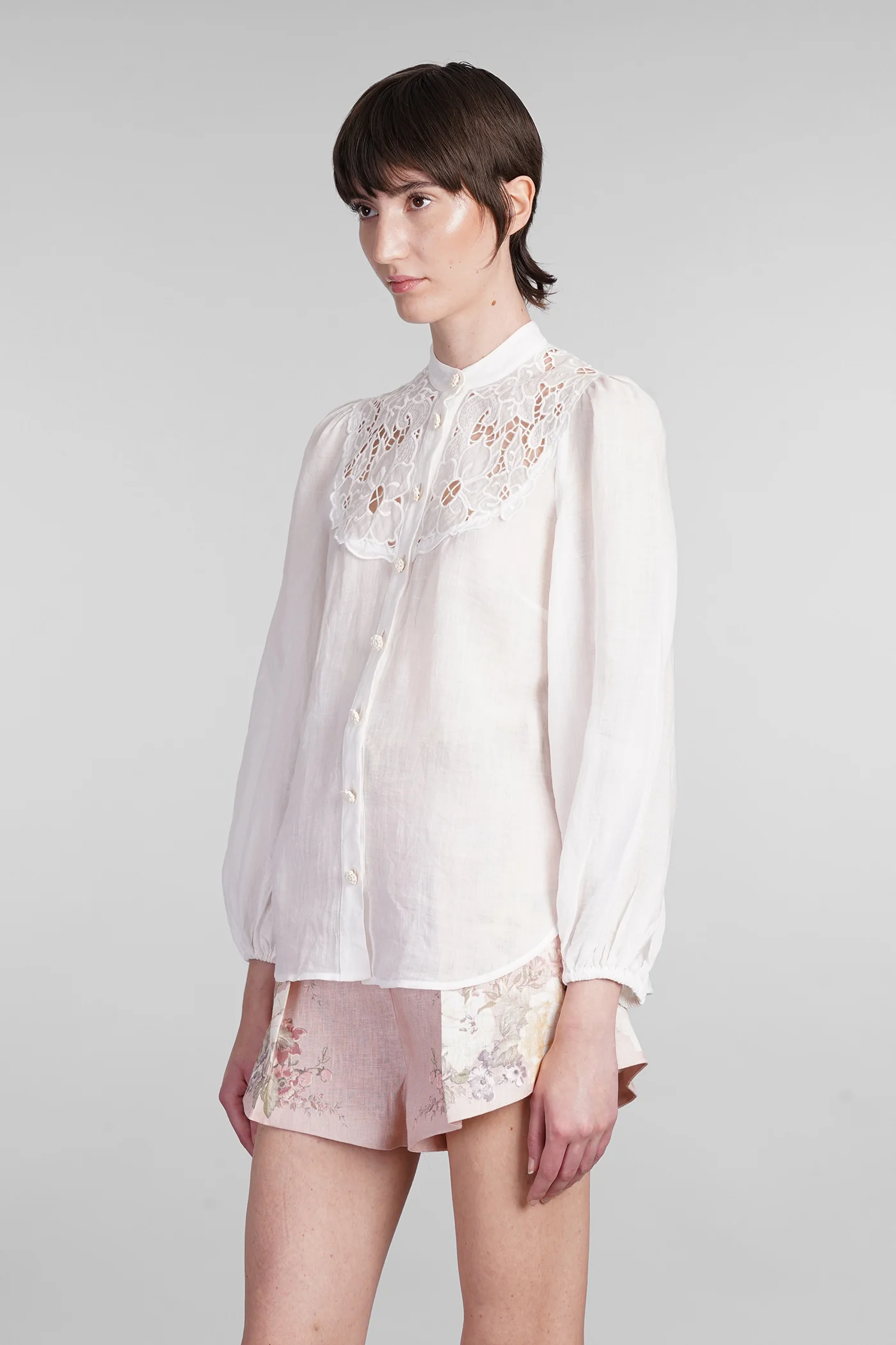 Shirt in white ramie - Image 4