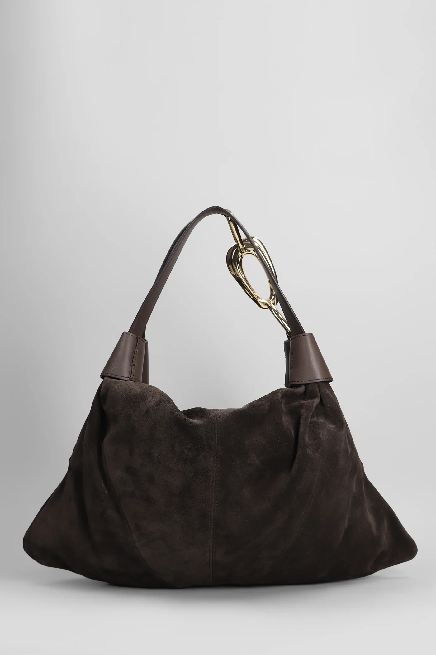 Trampoline small Shoulder bag in brown suede - Image 3